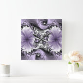 Sering Illusie Abstracte Bloemige Fractale Kunst F Vierkante Klok (Huis)