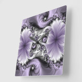 Sering Illusie Abstracte Bloemige Fractale Kunst F Vierkante Klok (Hoek)