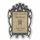 Sering Kloven's Apotheek: Menselijk Bloed 100% O+ Sticker (Voorkant)