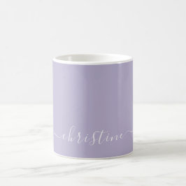 Sering Lila C123 & Witte Minimalistische Naam Op M Koffiemok