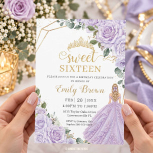 Sering Lila Paarse Roos Bloemige Sweet Sixteen 16 Kaart