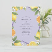 Sering Limoen Citrus Stof Eucalyptus Bruiloft Kaart (Staand voorkant)