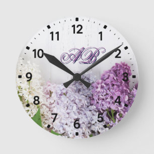 Sering Monogram Muurklok Gepersonaliseerd Bloemm Ronde Klok