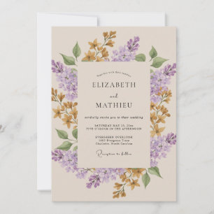 Sering Mosterd Wilde Bloemen Bruiloft Kaart