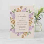 Sering Mosterd Wilde Bloemen Bruiloft Kaart (Staand voorkant)