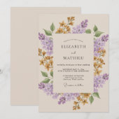 Sering Mosterd Wilde Bloemen Bruiloft Kaart (Voorkant / Achterkant)