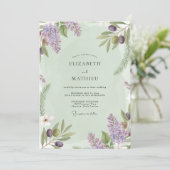 Sering Olijftak Eucalyptus Bruiloft Kaart (Staand voorkant)