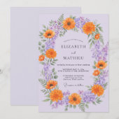 Sering Oranje Wilde Bloemen Bruiloft Kaart (Voorkant / Achterkant)