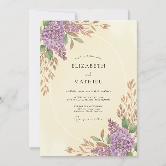 Sering Paars Lentewedding Kaart (Voorkant)