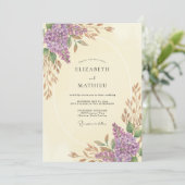 Sering Paars Lentewedding Kaart (Staand voorkant)