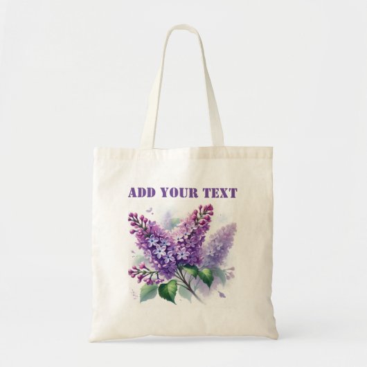 Sering paarse bloemen Aquarel Bloemig Elegant Tote Bag (Voorkant)