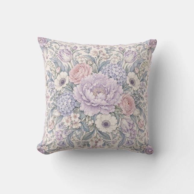 Sering Roze Bloemstuk Sierlijk Frame Kussen (Voorkant)