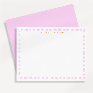 Sering Roze Handgeschilderde Gestreepte Frame Noti Kaart