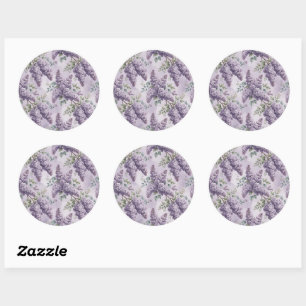 Sering Seringbloesem Saliegroen Stof Lavendel Ronde Sticker