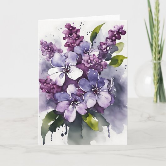 Sering - Watercolor bloemen Kaart (Voorkant)