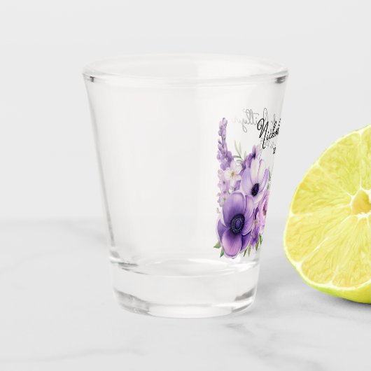 Sering Waterverf Bloemachtige Trouw Bruids Bruilof Shot Glas (Links)