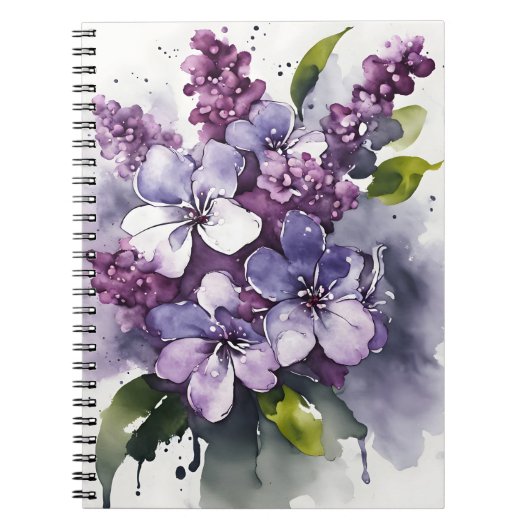 Sering - Waterverf bloemen Notitieboek (Voorkant)