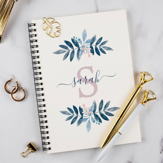 Sering Waterverf Bloemige Monogram Notitieboek