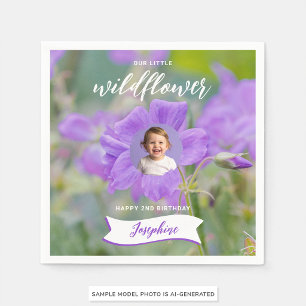 Sering Wilde Bloem Aangepaste Baby Foto Gelukkige  Servet