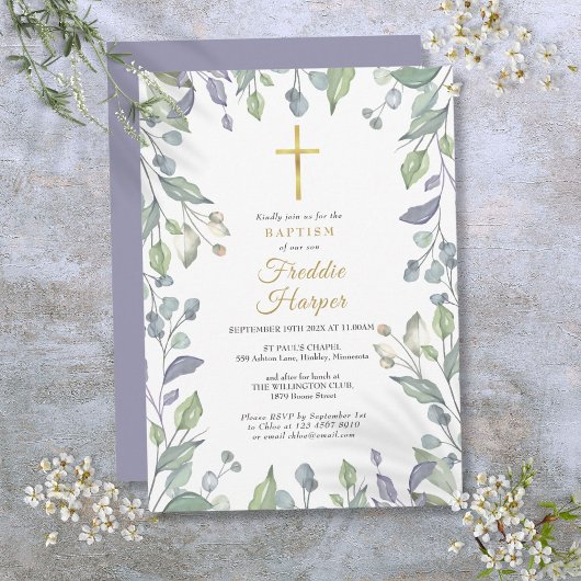 Sering Wilde Bloemen Aquarel Doop Kaart