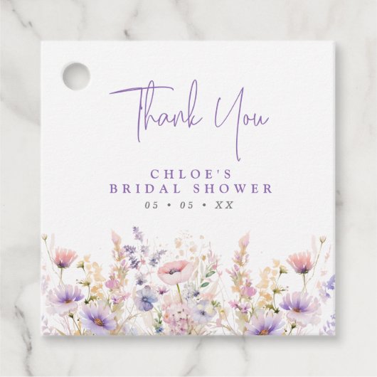 Sering Wilde Bloemen Dank Je Bruidsfeest Bedankjes Labels (Voorkant)