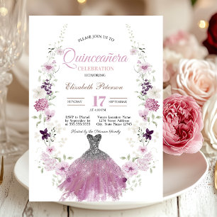 Sering Wilde Bloemen Glitter Jurk Quinceanera Kaart