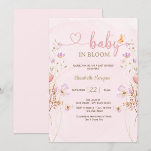 Sering Wilde Bloemen Vlinder Waterverf Baby Shower Kaart