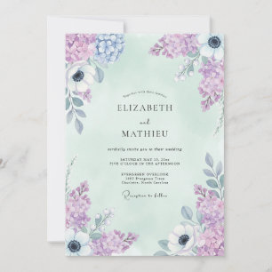 Sering Zachte Botanische Bruiloft Kaart
