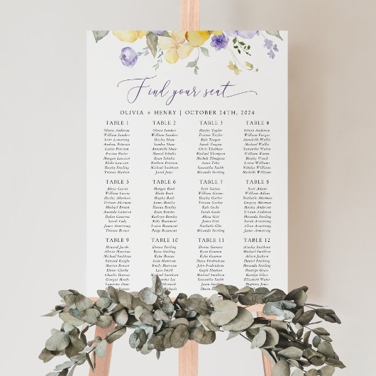 Seringbloem, Gele Bloem, Trouwstoelindeling Poster