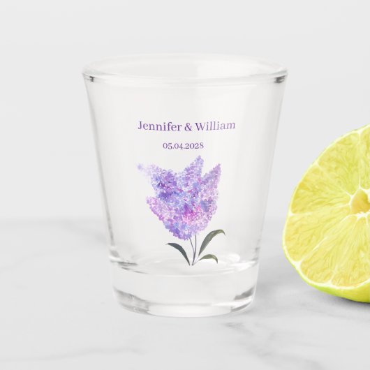 Seringbloemen Aquarel Bloemige Bruiloft Shot Glas (Voorkant)