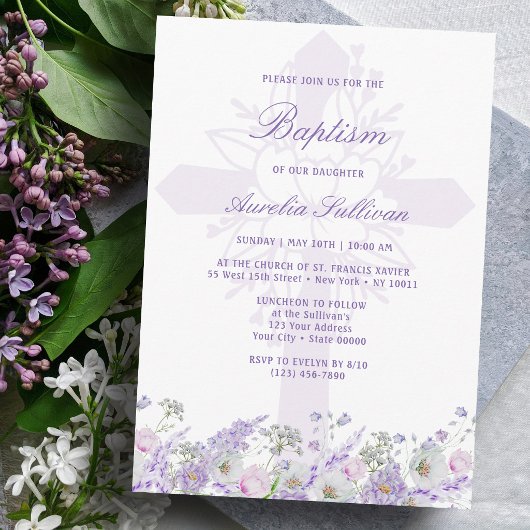 Seringbloemen Heilige Kruis Doop Uitnodiging