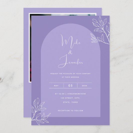 Seringbloesem Boog Botanische Lavendel Boho QR Cod Kaart (Voorkant / Achterkant)