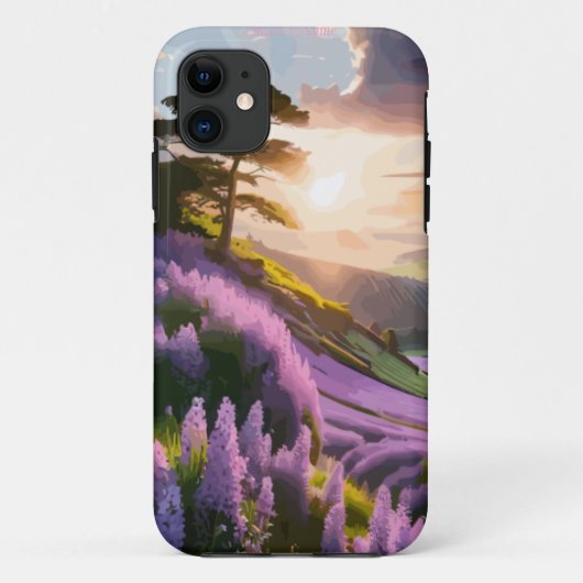 Seringbloesems bloeien op de heuvel in de gloed va Case-Mate iPhone case (Achterkant)
