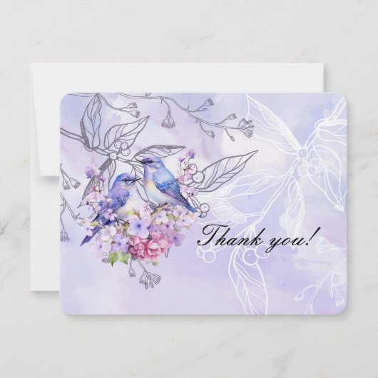 Seringen en Blauwe Vogels Bedankkaart (Voorkant)