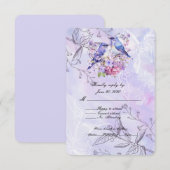 Seringen en Blauwe Vogels RSVP Kaartje (Voorkant / Achterkant)