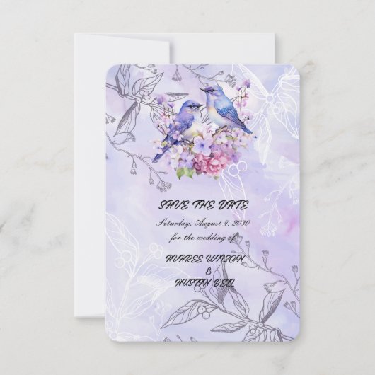 Seringen en Blauwe Vogels Save The Date (Voorkant)