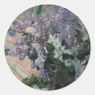 Seringen in een raam van Mary Cassatt, Vintage Kun Ronde Sticker
