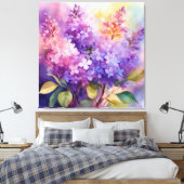 Seringen in waterverf canvas afdruk (Insitu (Slaapkamer))