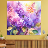 Seringen in waterverf canvas afdruk (Insitu (Woonkamer))