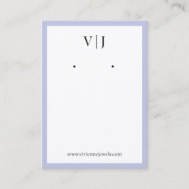 Seringierkaart voor sieraden met paarse monogram visitekaartje