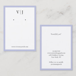 Seringierkaart voor sieraden met paarse monogram visitekaartje