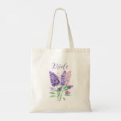 Seringpaarse Aquarel Bloem Bruid Huwelijk Tote Bag (Achterkant)