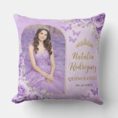 Seringpaarse Quinceañera-werpkussen Kussen (Voorkant)