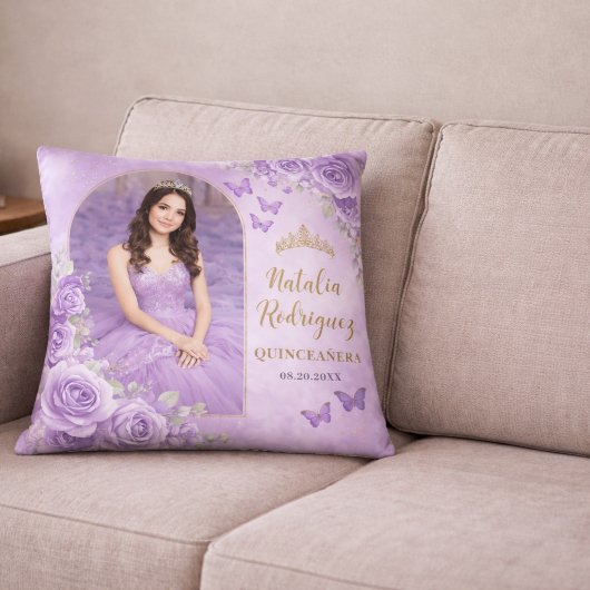 Seringpaarse Quinceañera-werpkussen Kussen