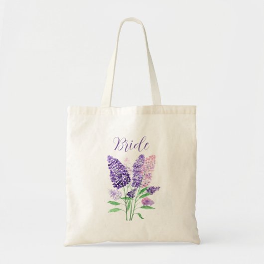 Seringpaarse Waterverf Bloem Bruid Huwelijk Tote Bag (Voorkant)