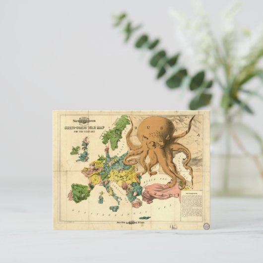 Serio Comic War Map voor 1877 Briefkaart (Staand voorkant)
