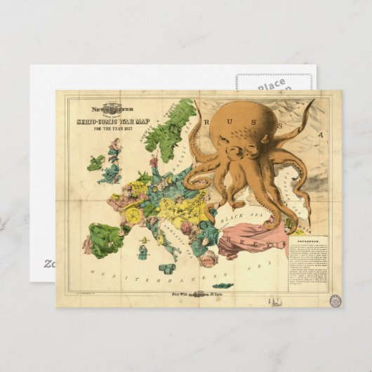  Serio Comic War Map voor 1877 Briefkaart (Voorkant / Achterkant)