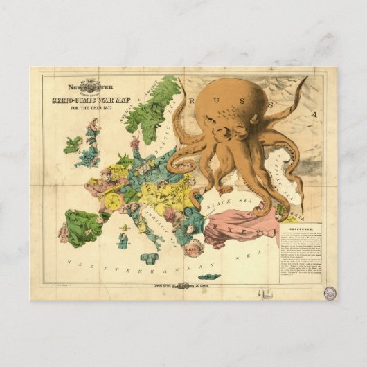  Serio Comic War Map voor 1877 Briefkaart (Voorkant)