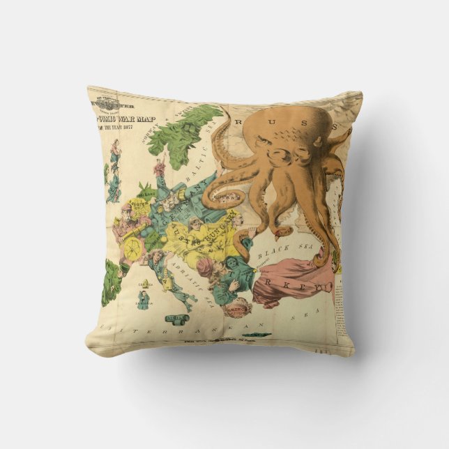  Serio Comic War Map voor 1877 Kussen (Voorkant)