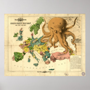 Serio Comic War Map voor 1877 Poster